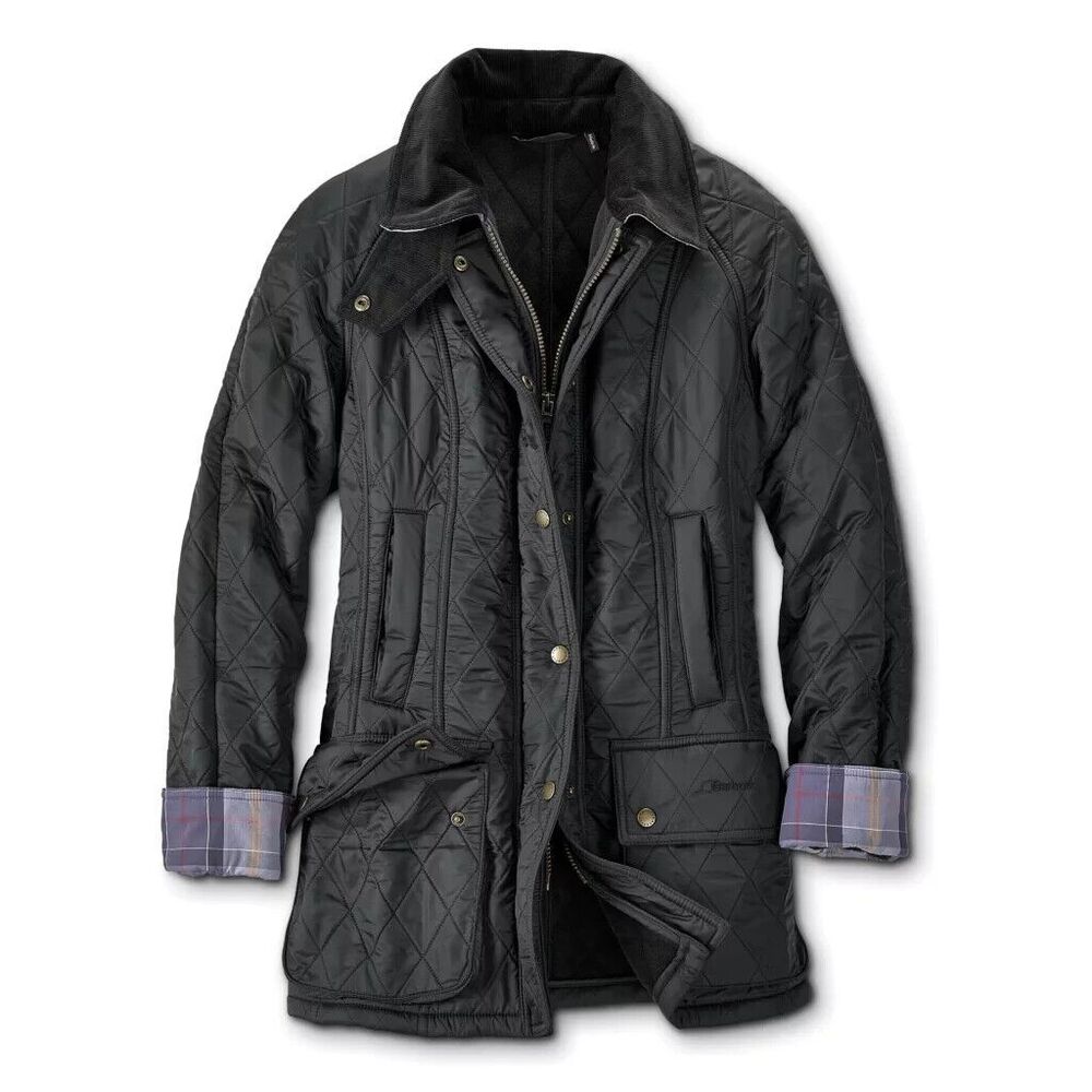 BARBOUR WOMEN'S BEADNELL POLARQUILT JACKET BLACK 2X $295 NEW!